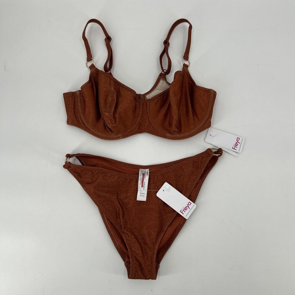 NEW Freya Arizona Wave Bikini Set Top 34 DDD Bottom L Bronze Underwire NWT